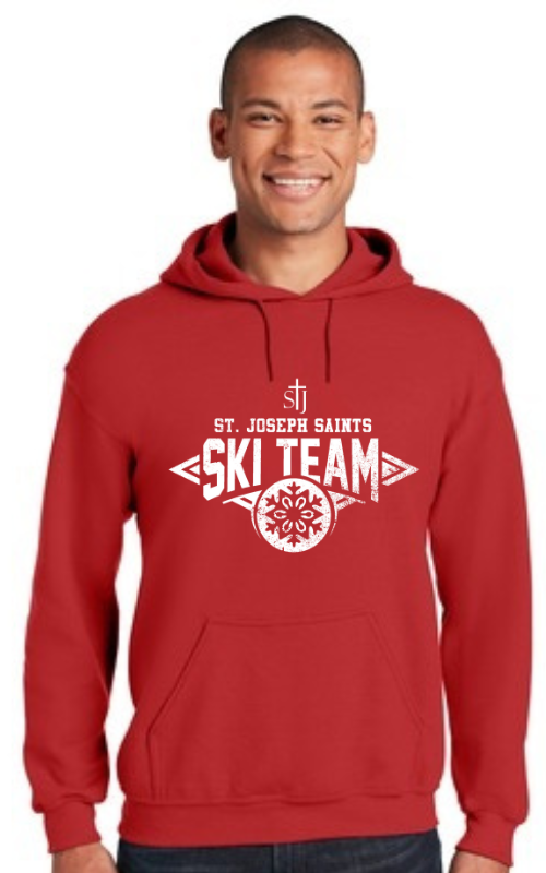 Adult Hooded Sweatshirt with Vinyl STJ Ski Team Gildan 18500