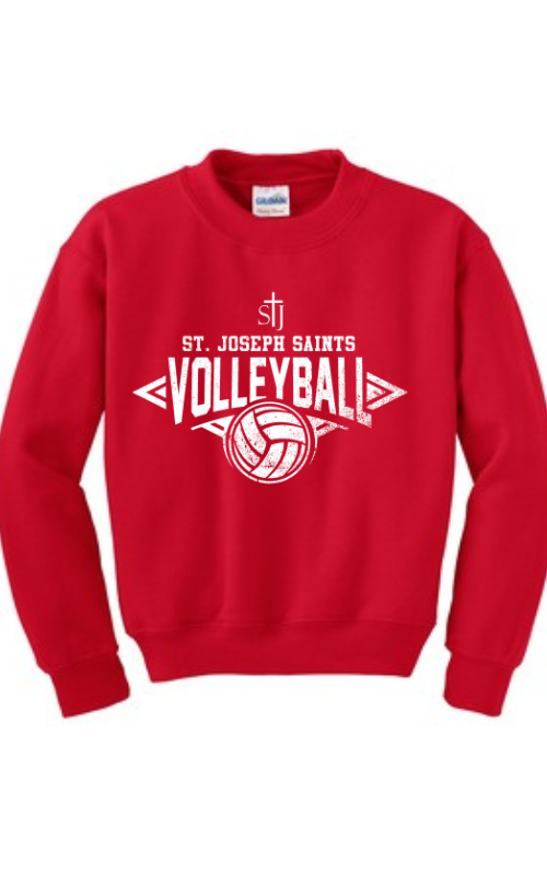 Youth Crewneck Sweatshirt with Vinyl STJ Volleyball Gildan 18000B