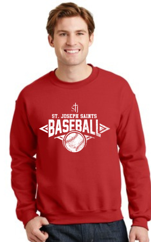 Adult Crewneck Sweatshirt with Vinyl STJ Baseball Gildan 18000