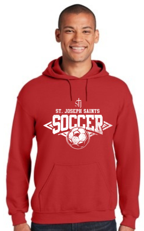 Adult Hooded Sweatshirt with Vinyl STJ Soccer Gildan 18500