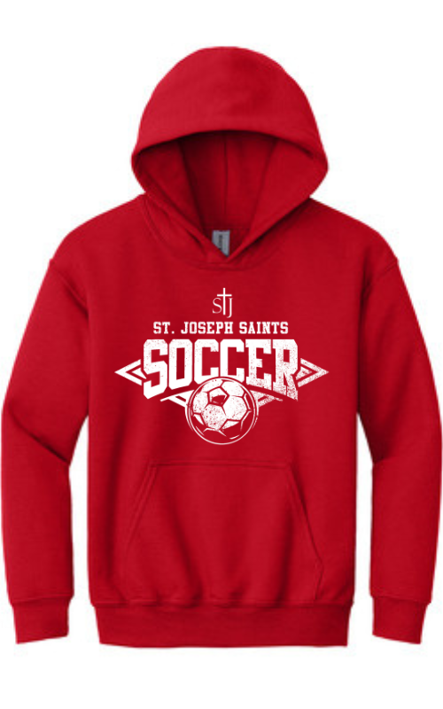 Youth Hooded Sweatshirt with Vinyl STJ Soccer Gildan 18500B