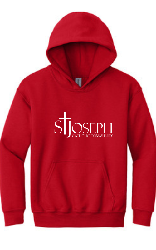 Youth Hooded Sweatshirt with Vinyl STJCC Logo Gildan 18500B