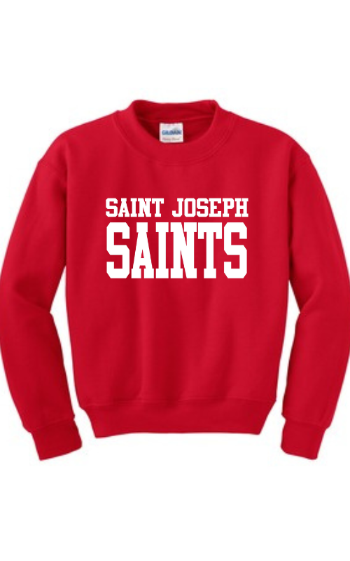 Youth Crewneck Sweatshirt with Vinyl STJ SAINTS Logo Gildan 18000B
