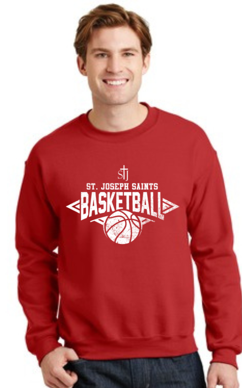 Adult Crewneck Sweatshirt with Vinyl STJ Basketball Gildan 18000