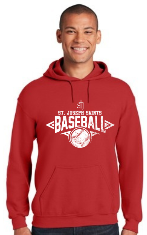 Adult Hooded Sweatshirt with Vinyl STJ Baseball Gildan 18500