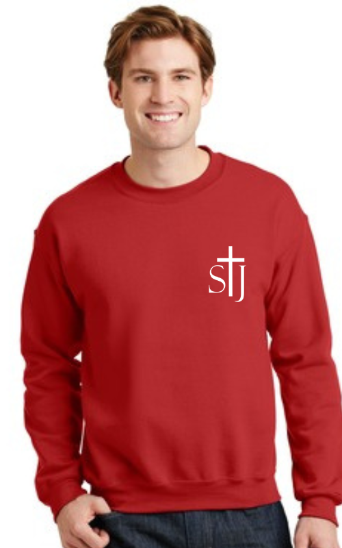 Adult Crewneck Sweatshirt with Embroidered STJ Gildan 18000