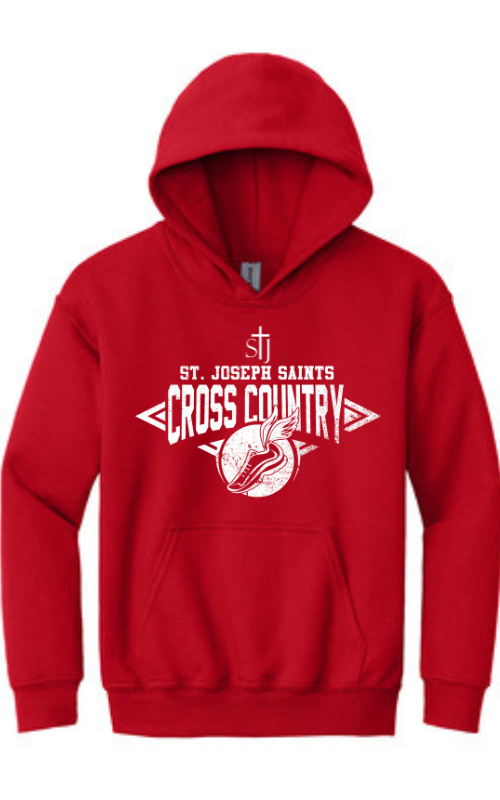 Youth Hooded Sweatshirt with Vinyl STJ Cross Country Gildan 18500B