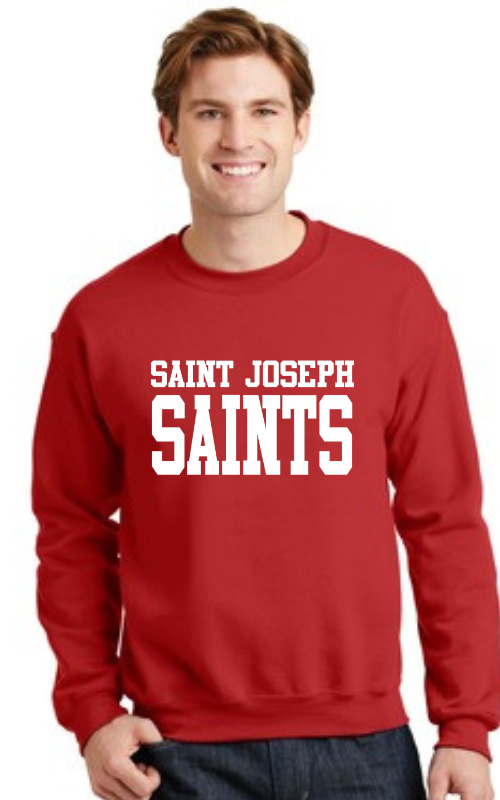 Adult Crewneck Sweatshirt with Vinyl STJ SAINTS Gildan 18000