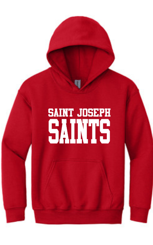 Youth Hooded Sweatshirt with Vinyl STJ SAINTS Logo Gildan 18500B