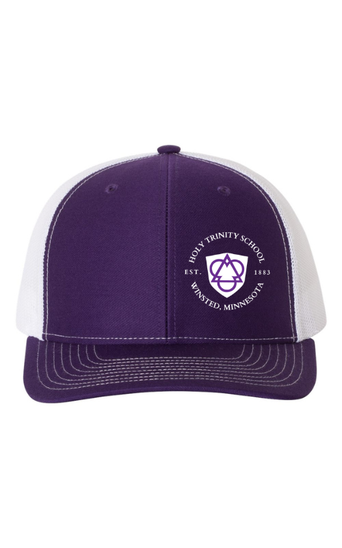 Adult Trucker Cap with Embroidered HTS Logo Purple/White Mesh 112