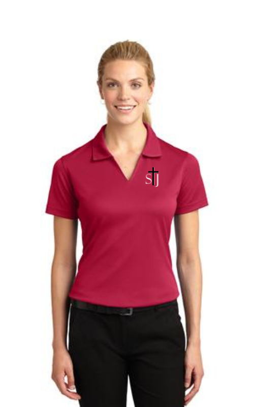 Womens Short Sleeve Athletic Dri-Mesh® Polo with Embroidered STJ Logo L469