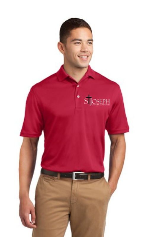 Adult TALL Short Sleeve Athletic Dri-Mesh® Polo with Embroidered STJ Catholic Community Logo TK469