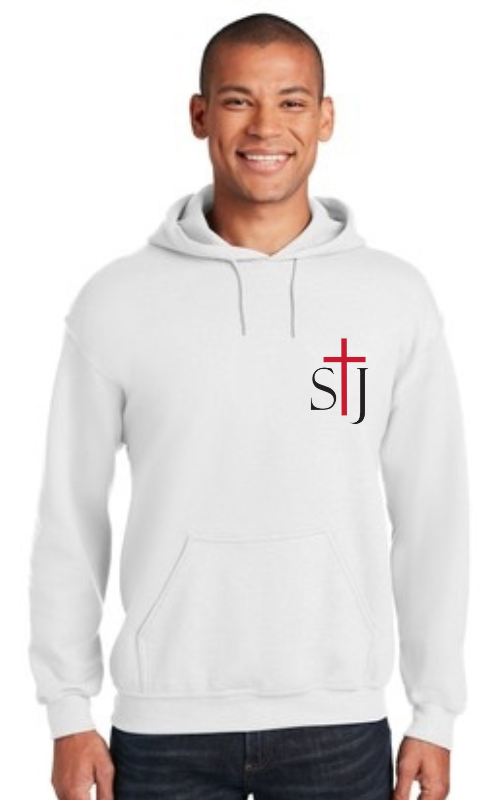 Adult Hooded Sweatshirt with Embroidered STJ Logo 18500