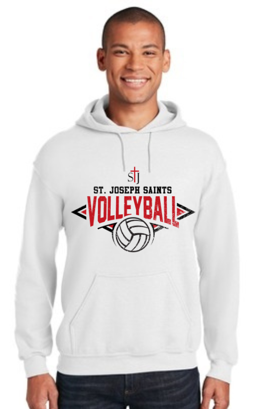 Adult Hooded Sweatshirt with Vinyl STJ Volleyball 18500