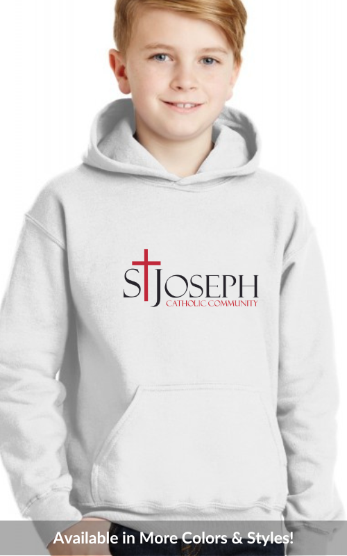 Youth Hooded Sweatshirt with Vinyl STJCC Logo Gildan 18500B