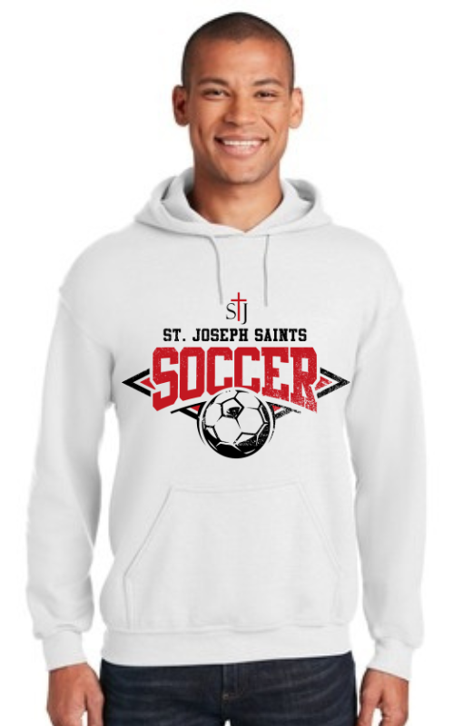 Adult Hooded Sweatshirt with Vinyl STJ Soccer Gildan 18500