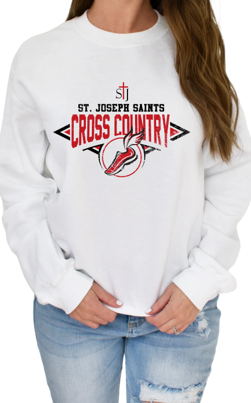 Adult Crewneck Sweatshirt with Vinyl STJ Cross Country Gildan 18000