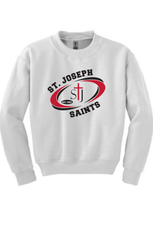Youth Crewneck Sweatshirt with Vinyl STJ SAINTS Oval Logo 18000B