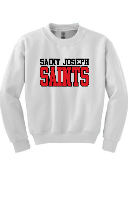 Youth Crewneck Sweatshirt with Vinyl STJ SAINTS Logo Gildan 18000B