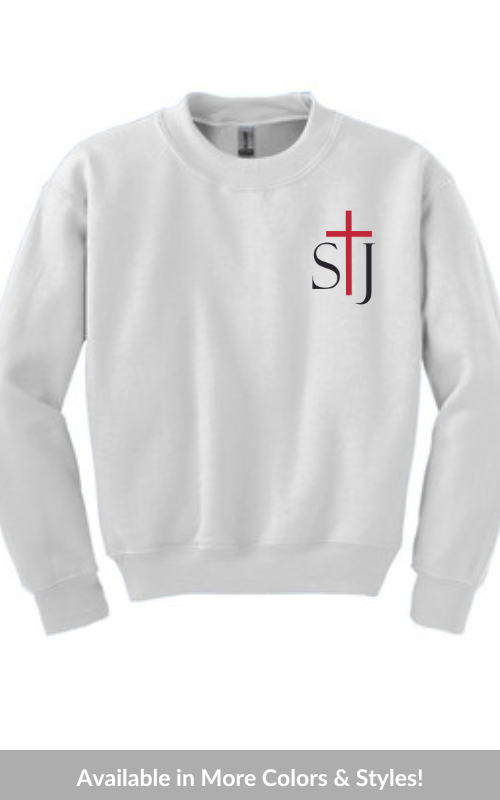 Youth Crewneck Sweatshirt with Embroidered STJ Logo Gildan 18000B