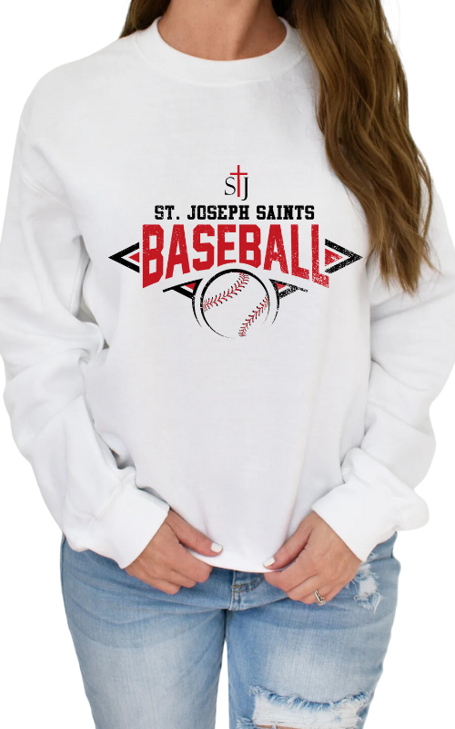 Adult Crewneck Sweatshirt with Vinyl STJ Baseball Gildan 18000