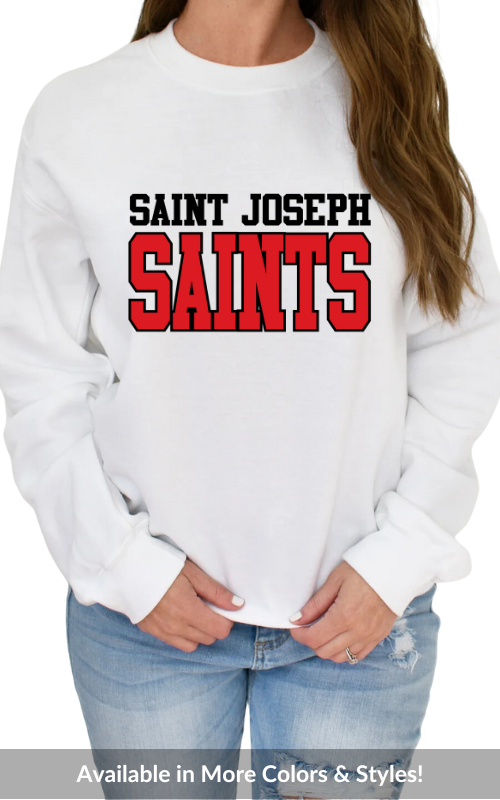 Adult Crewneck Sweatshirt with Vinyl STJ SAINTS Gildan 18000