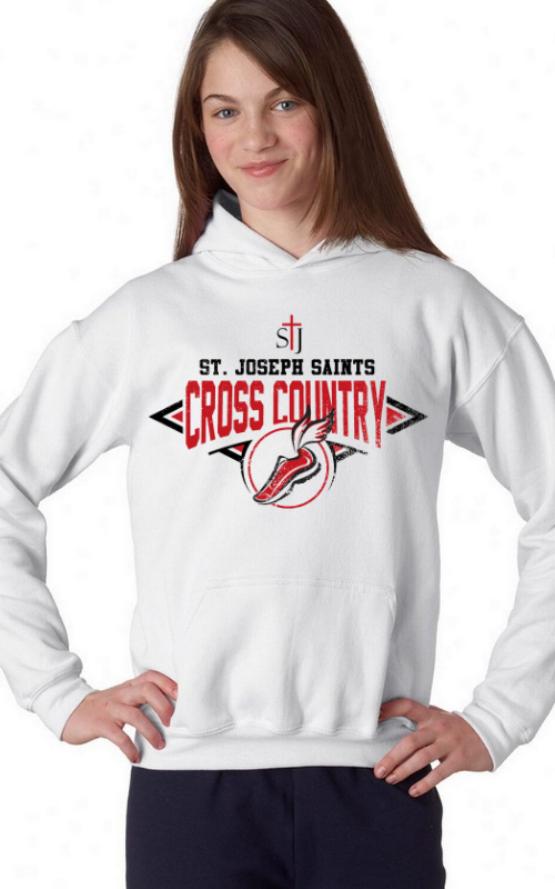 Youth Hooded Sweatshirt with Vinyl STJ Cross Country Gildan 18500B