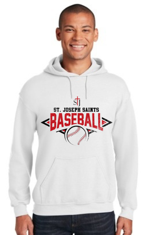 Adult Hooded Sweatshirt with Vinyl STJ Baseball Gildan 18500