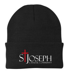 Knit Winter Cap with Embroidered St Joseph Catholic Community Logo CP90