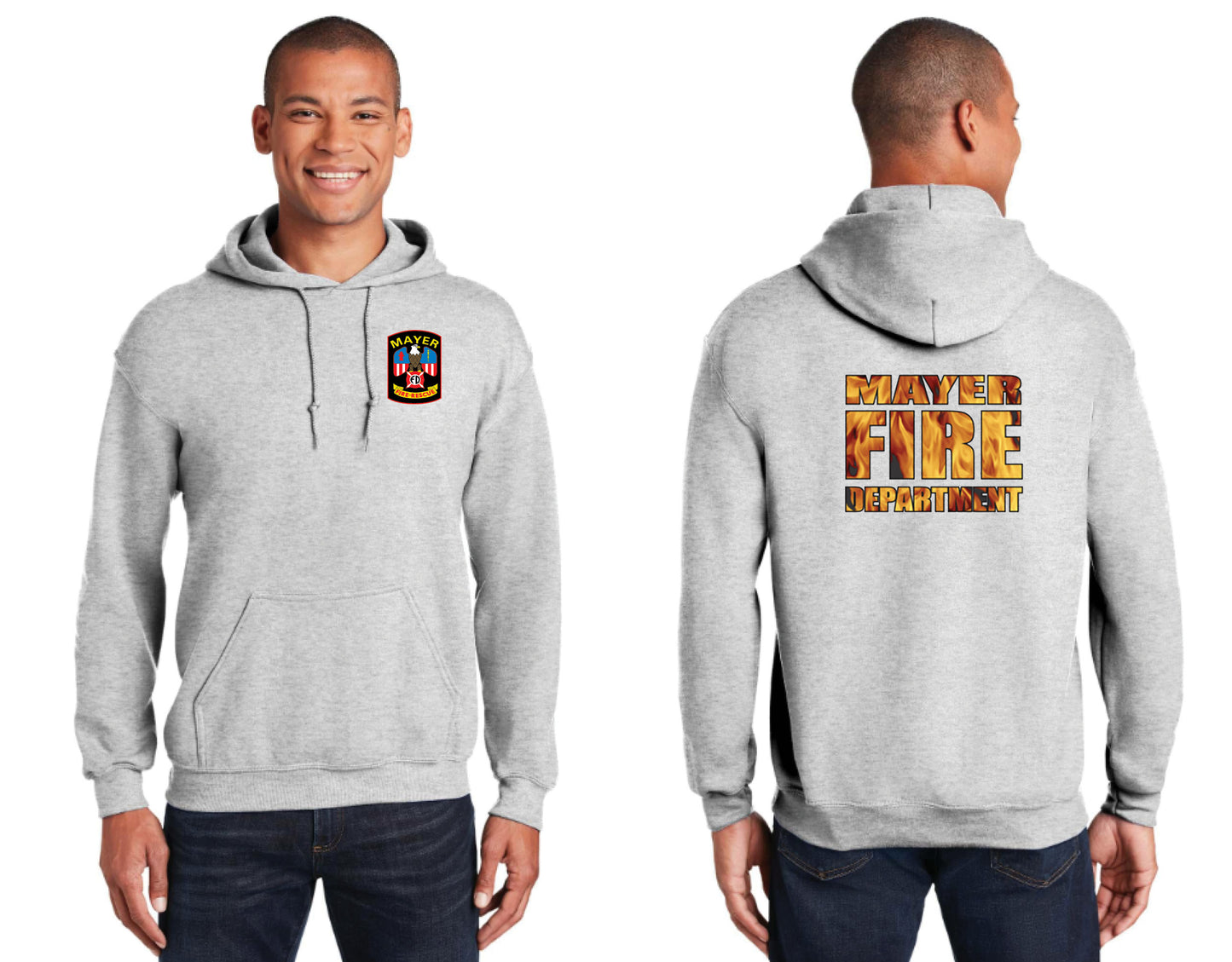 Pullover Hooded Sweatshirt with Embroidered Traditional Front Logo and Choice of Back Logo