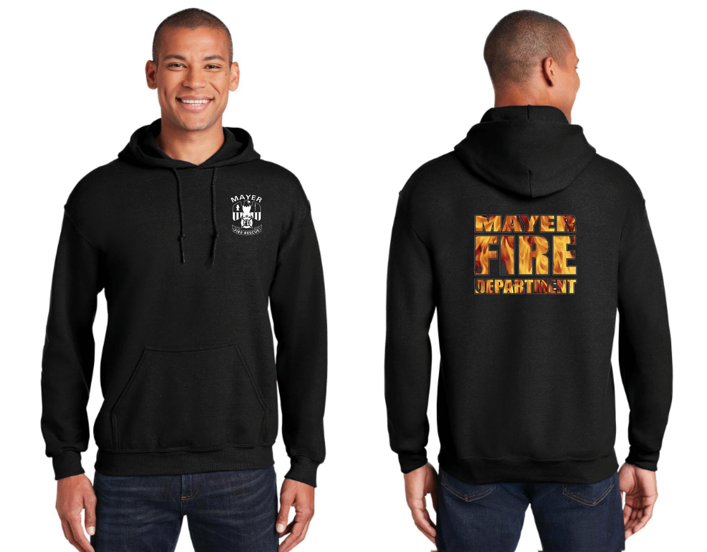 Pullover Hooded Sweatshirt with Traditional Front Logo and Choice of Back Logo
