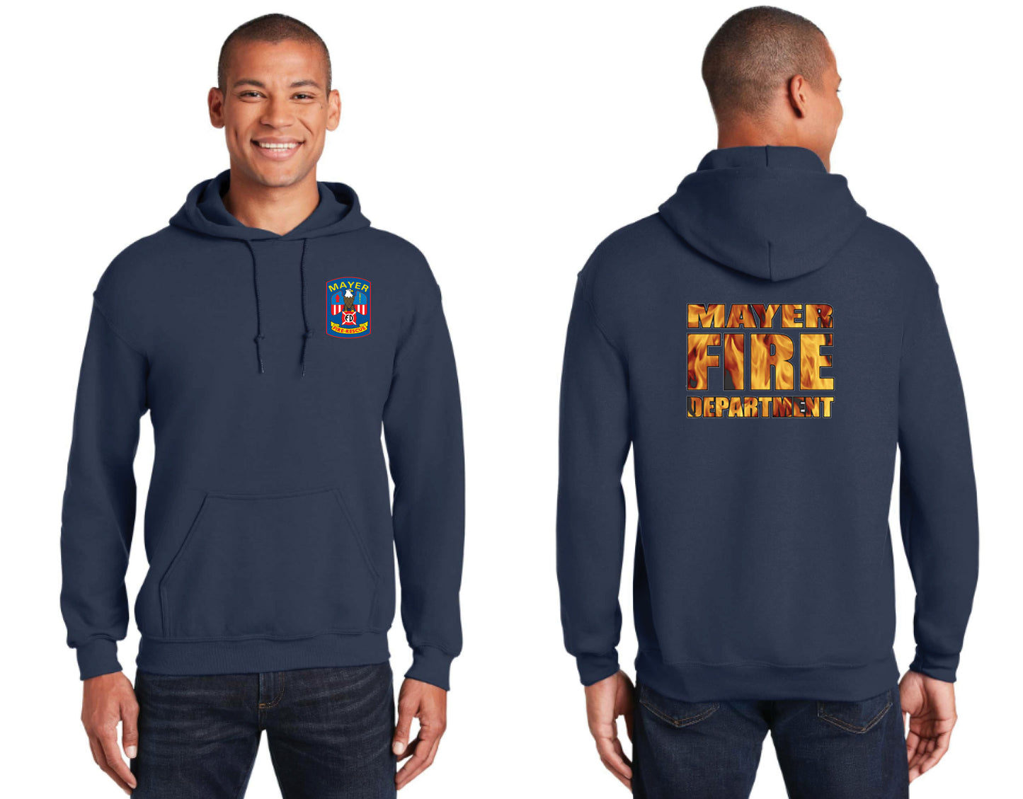 Pullover Hooded Sweatshirt with Embroidered Traditional Front Logo and Choice of Back Logo