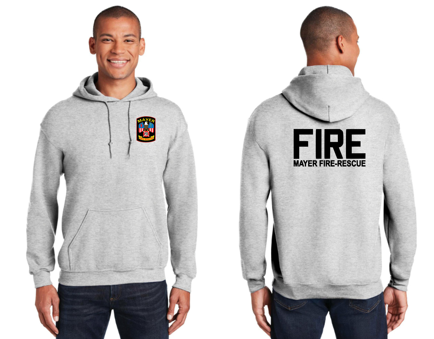 Pullover Hooded Sweatshirt with Embroidered Traditional Front Logo and Choice of Back Logo