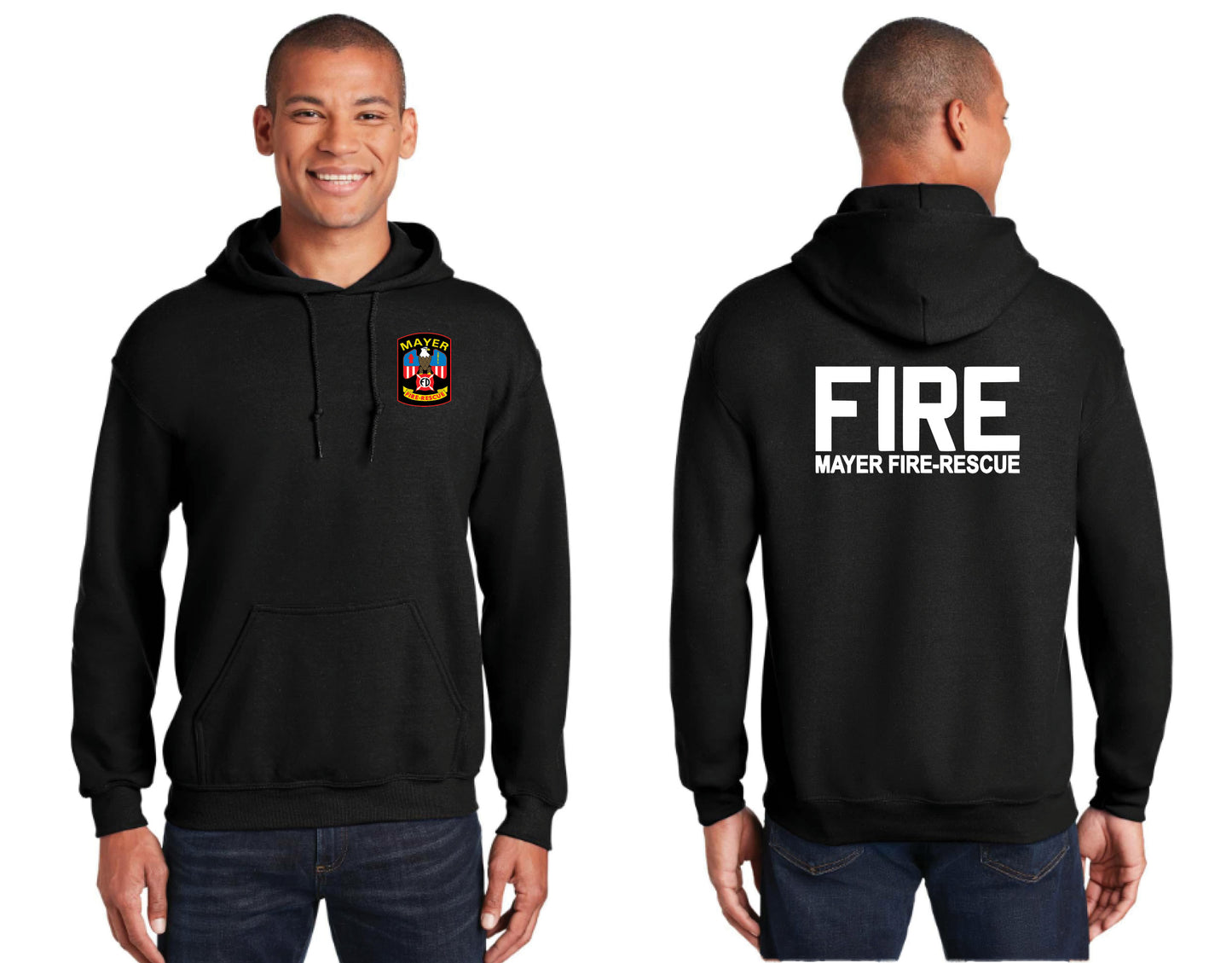 Pullover Hooded Sweatshirt with Embroidered Traditional Front Logo and Choice of Back Logo