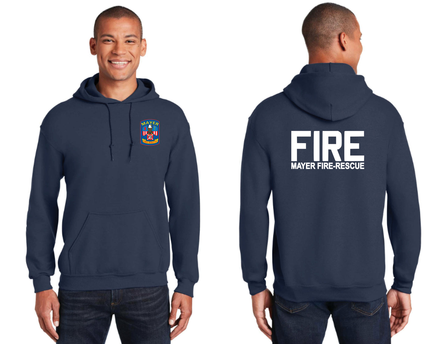 Pullover Hooded Sweatshirt with Embroidered Traditional Front Logo and Choice of Back Logo