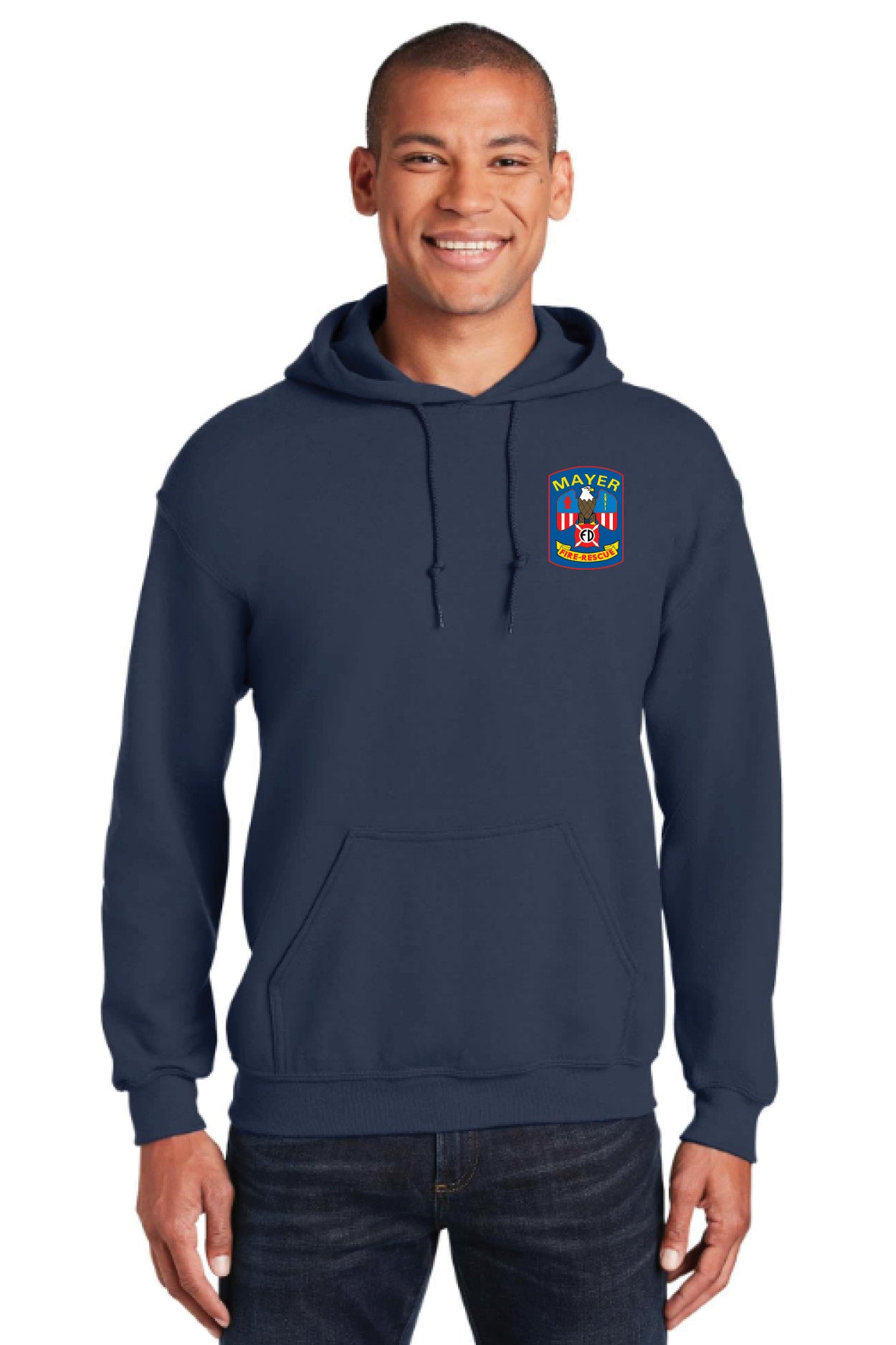 Pullover Hooded Sweatshirt with Embroidered Traditional Front Logo and Choice of Back Logo