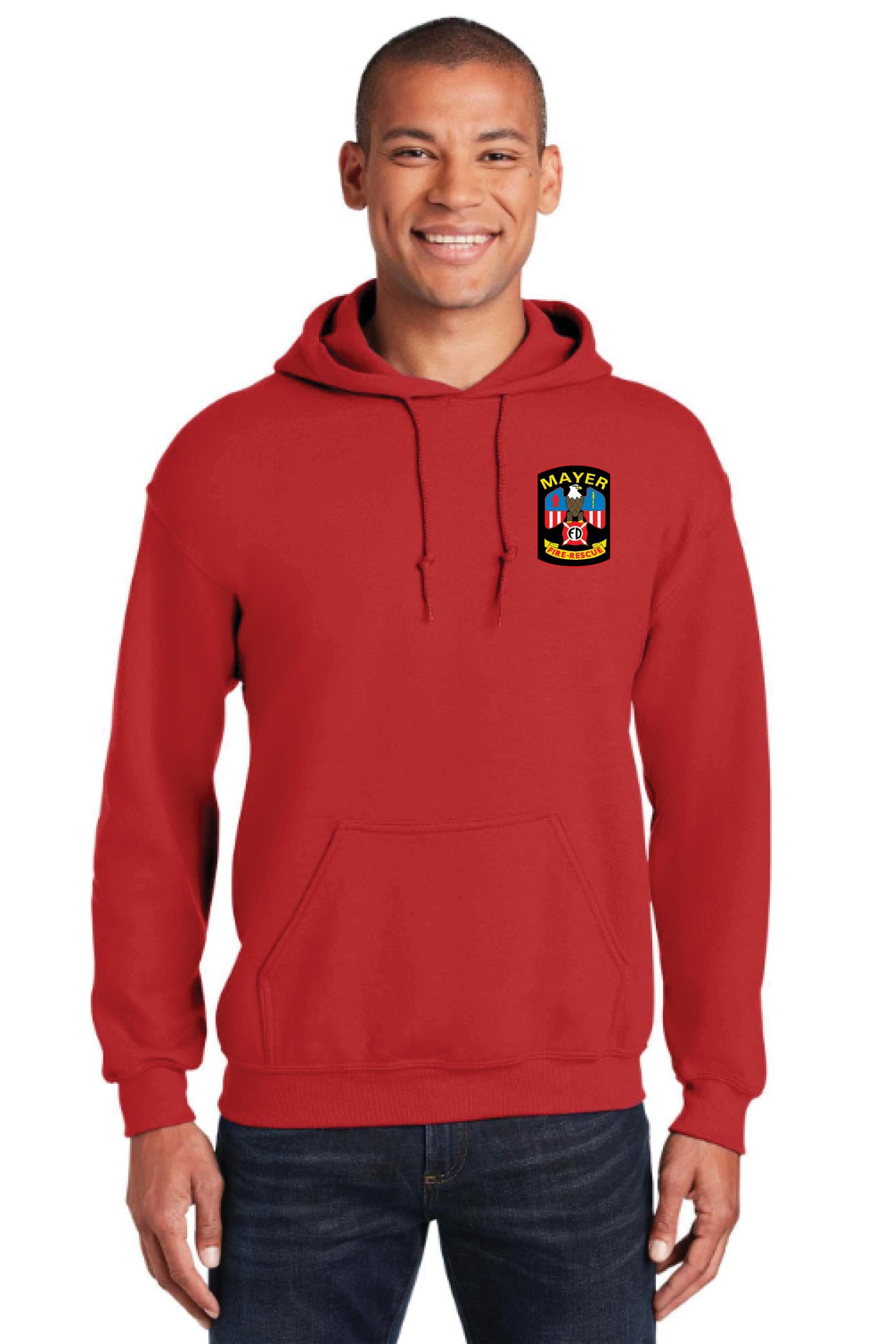 Pullover Hooded Sweatshirt with Embroidered Traditional Front Logo and Choice of Back Logo
