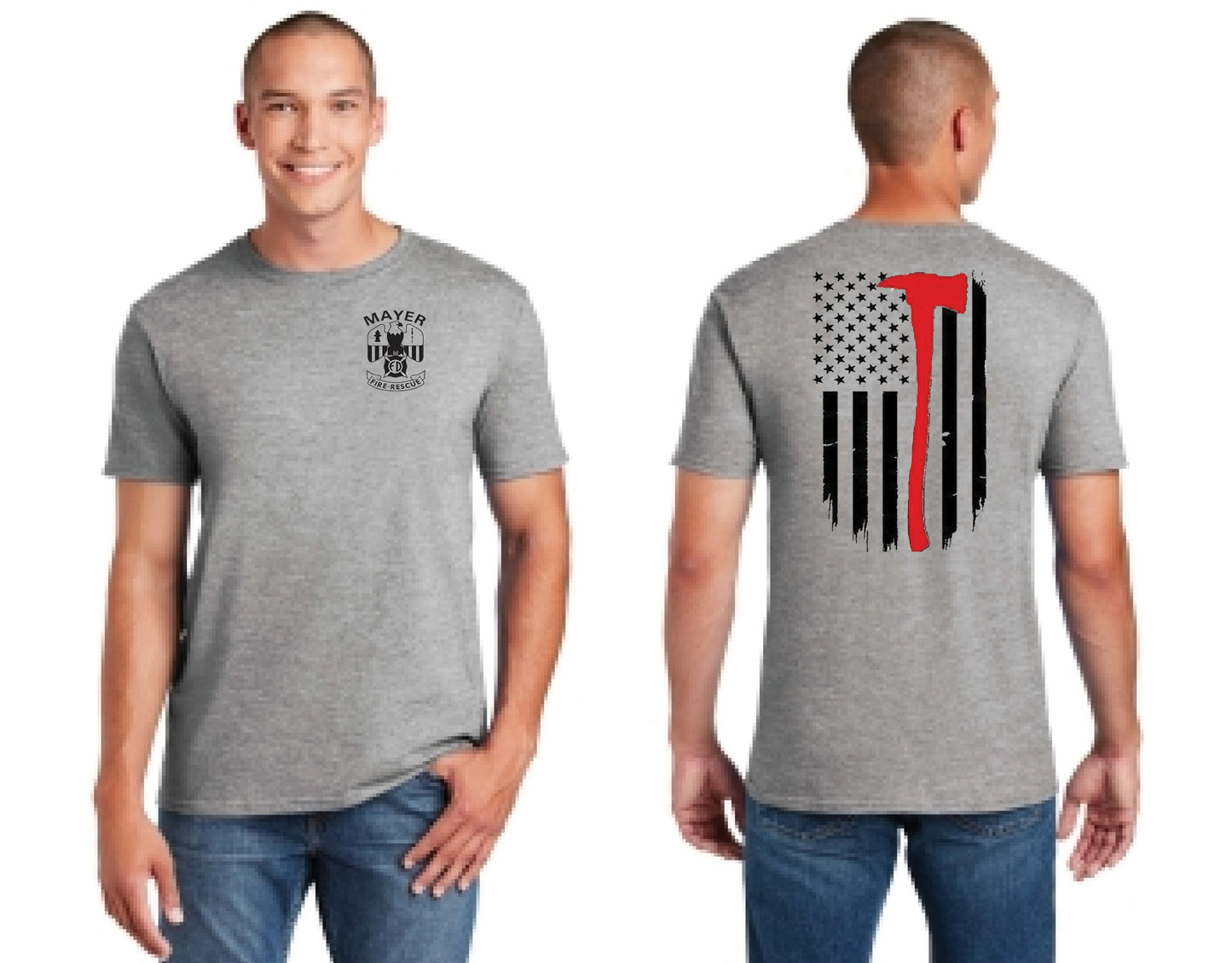 Traditional Left Chest and Halligan Full Back Flag T-Shirt