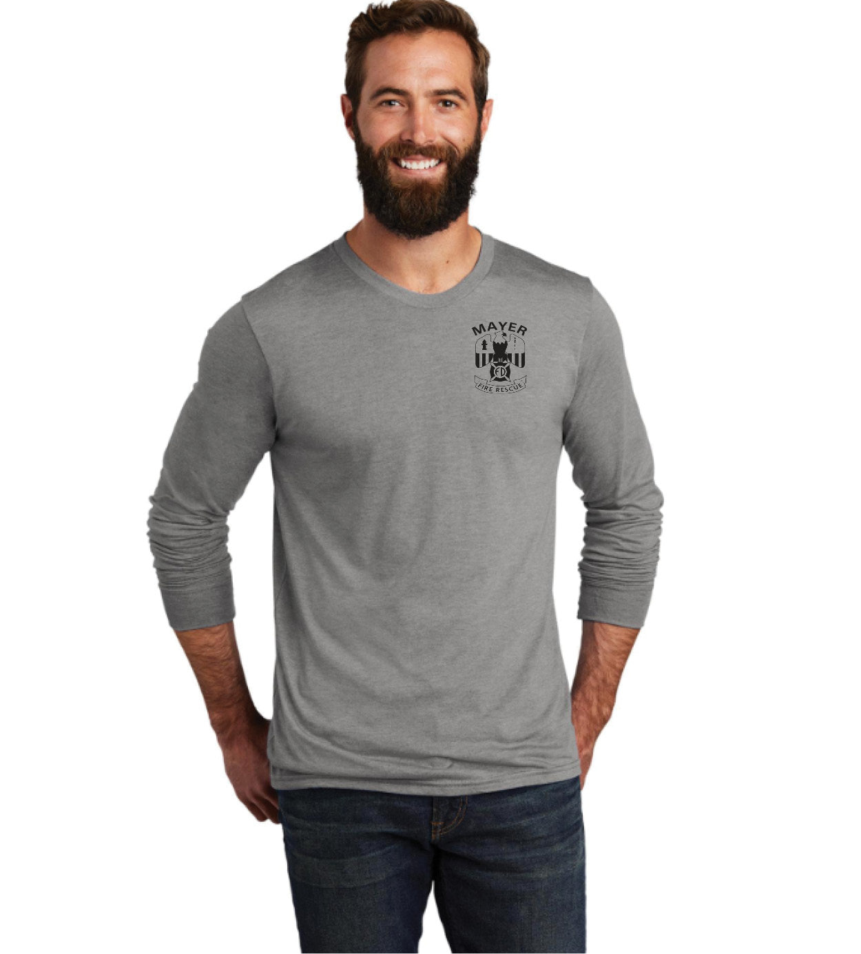Traditional Left Chest Logo with Choice of Full Back Logo Allmade® Unisex Tri-Blend Long Sleeve Tee