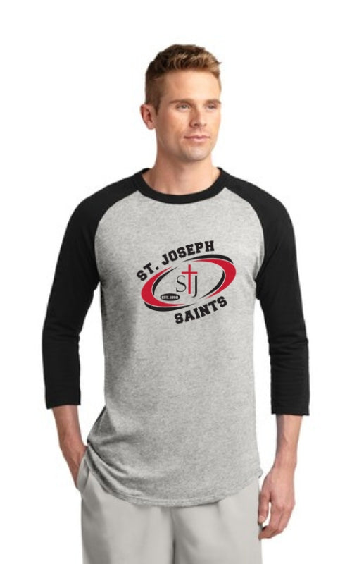 Adult Raglan 3/4 Sleeve Jersey with St Joseph Saints Logo T200