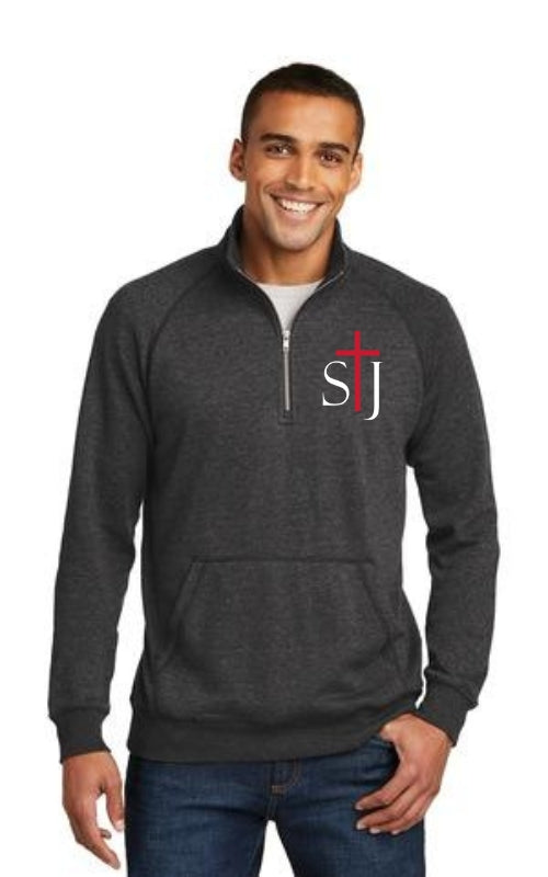 Adult Lightweight Fleece 1/4-Zip Pullover Jacket with Embroidered STJ Logo DM392