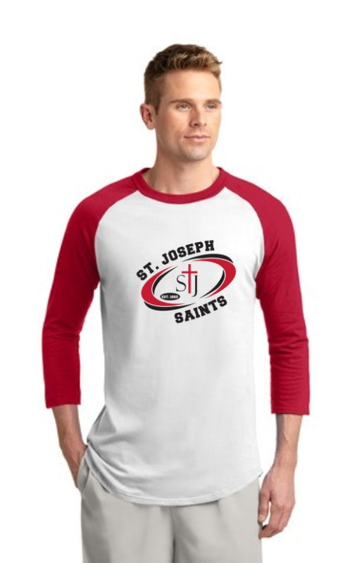 Adult Raglan 3/4 Sleeve Jersey with St Joseph Saints Logo T200