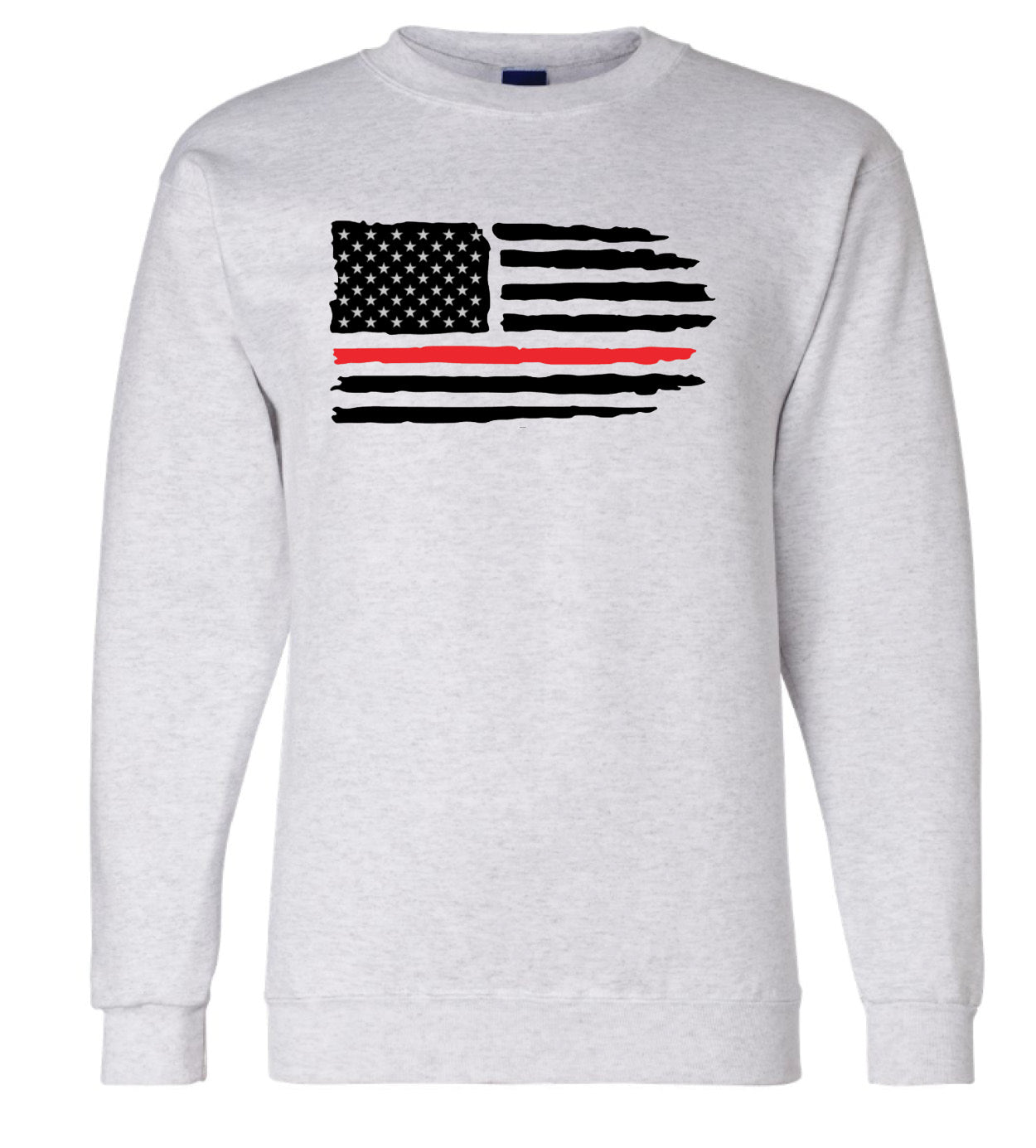 Full Front Red Line Flag Logo on Champion® Powerblend® Crewneck Sweatshirt