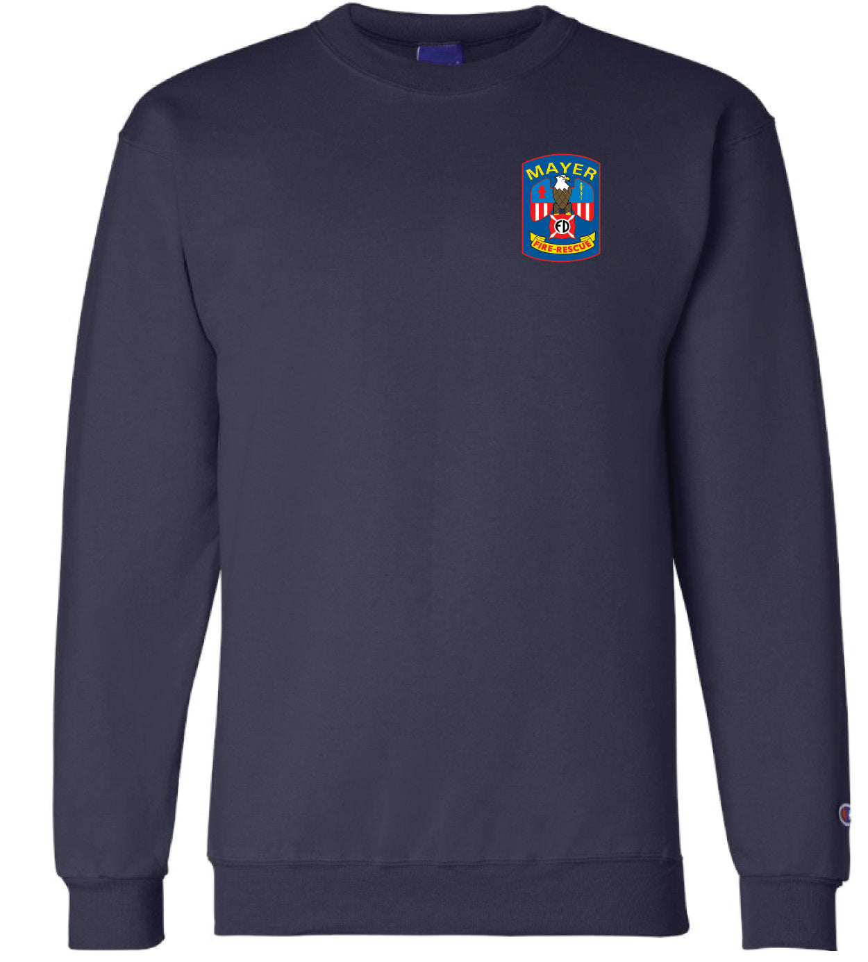 Traditional Embroidered Left Chest Logo on Champion® Powerblend® Crewneck Sweatshirt