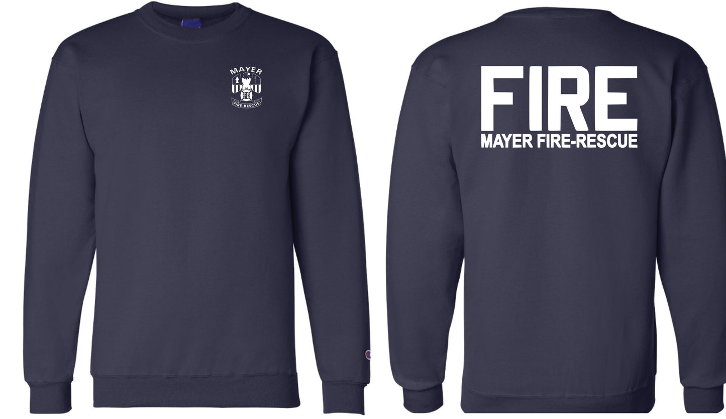 Traditional Left Chest Logo with Choice of Back Logo on Champion® Powerblend® Crewneck Sweatshirt