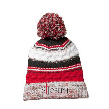 Pom Pom Team Beanie with Embroidered St Joseph Catholic Community Logo STC21