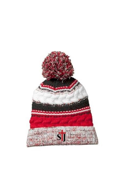 Pom Pom Team Beanie with Embroidered STJ Logo STC21