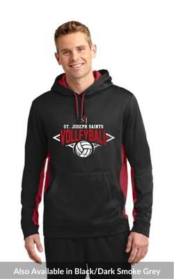 Adult Sport-Wick® Fleece Colorblock Hooded Pullover with Volleyball Logo ST235