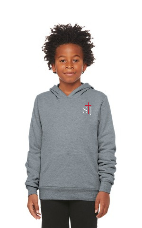 Youth Sponge Fleece Pullover Hooded Sweatshirt with Embroidered STJ Logo BC3719Y