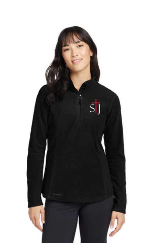 Womens Microfleece Half-Zip Pullover Jacket with Embroidered STJ Logo EB227